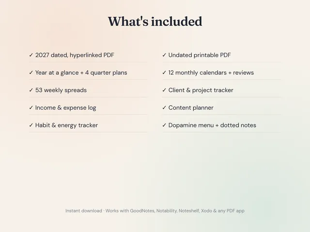 ADHD Solo Business Planner Bundle (Digital 2027 + Printable)
