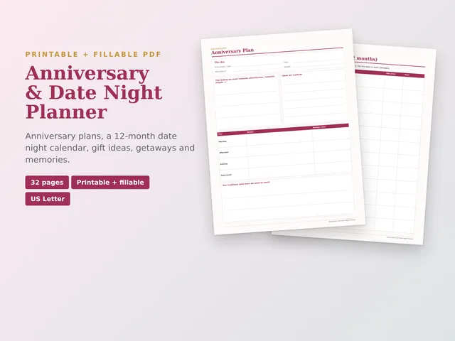 Anniversary & Date Night Planner