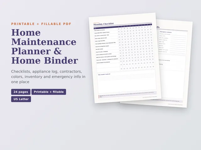 Home Maintenance Planner & Home Binder