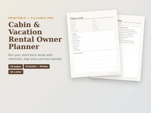 Cabin & Vacation Rental Owner Planner