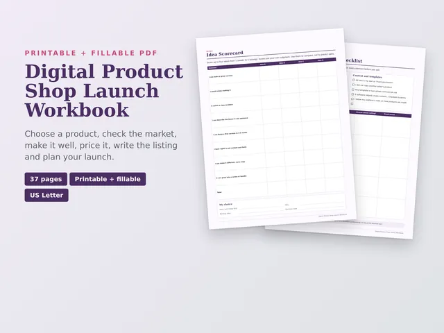 Digital Product Shop Launch Workbook