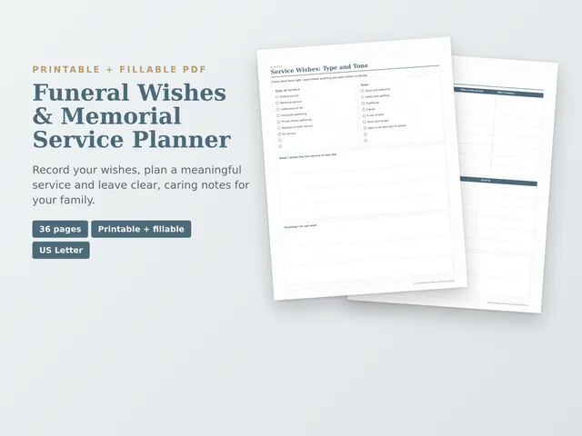 Funeral Wishes & Memorial Service Planner