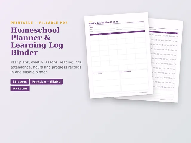 Homeschool Planner & Learning Log Binder
