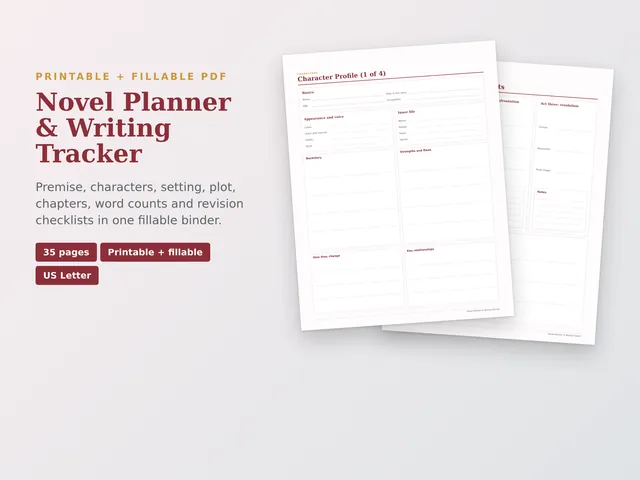 Novel Planner & Writing Tracker
