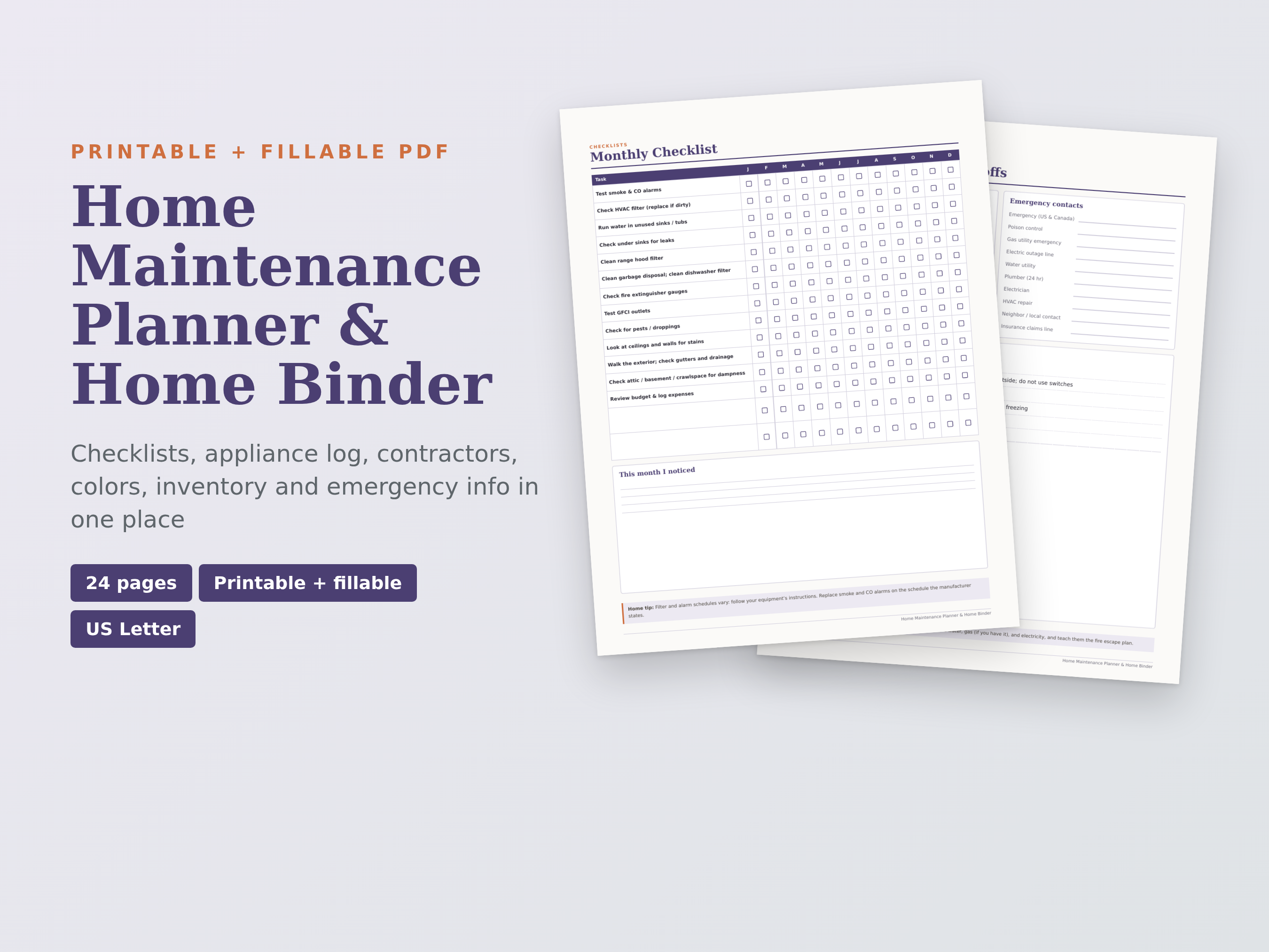 Home Maintenance Planner & Home Binder