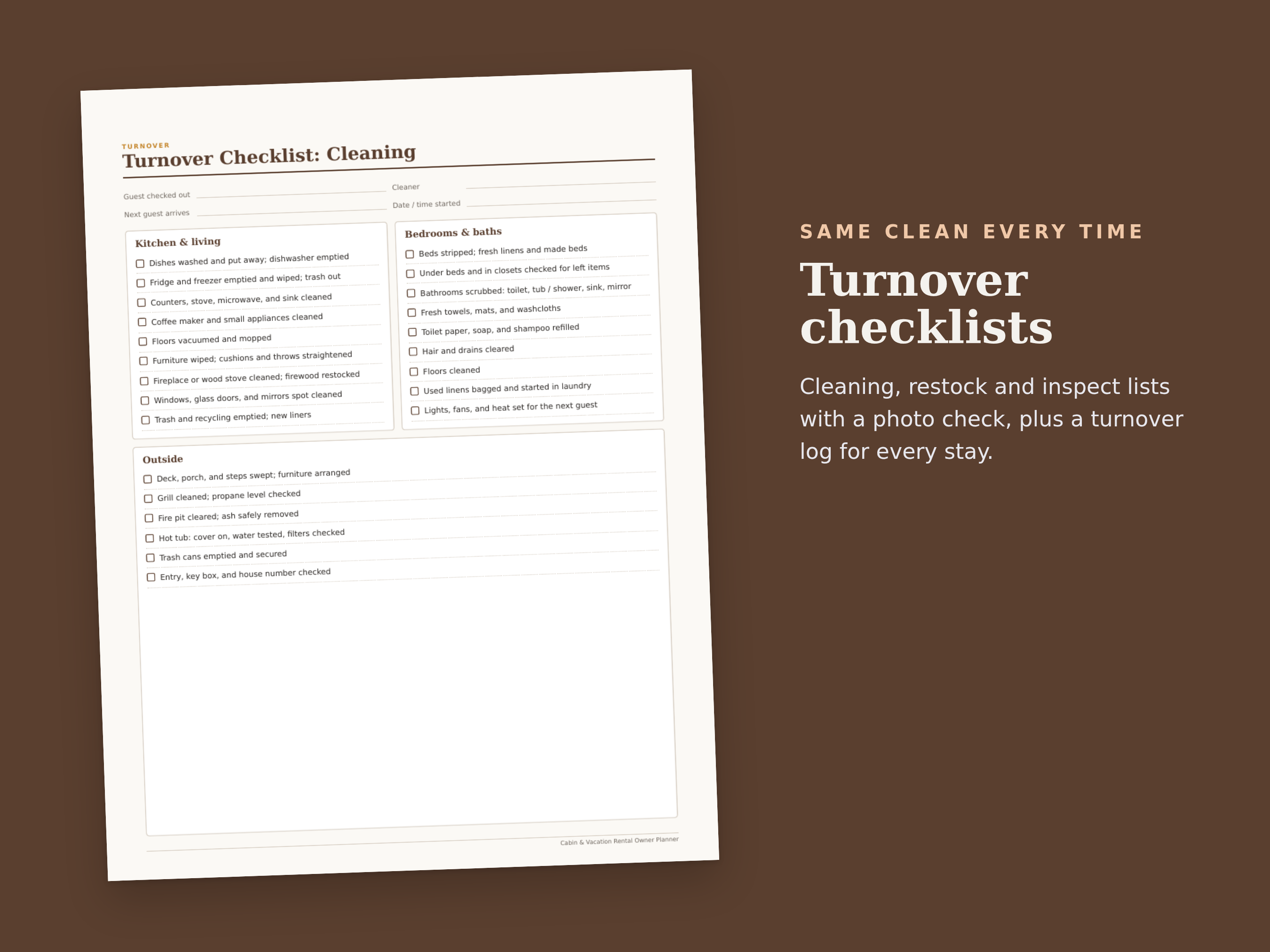 Cabin & Vacation Rental Owner Planner preview