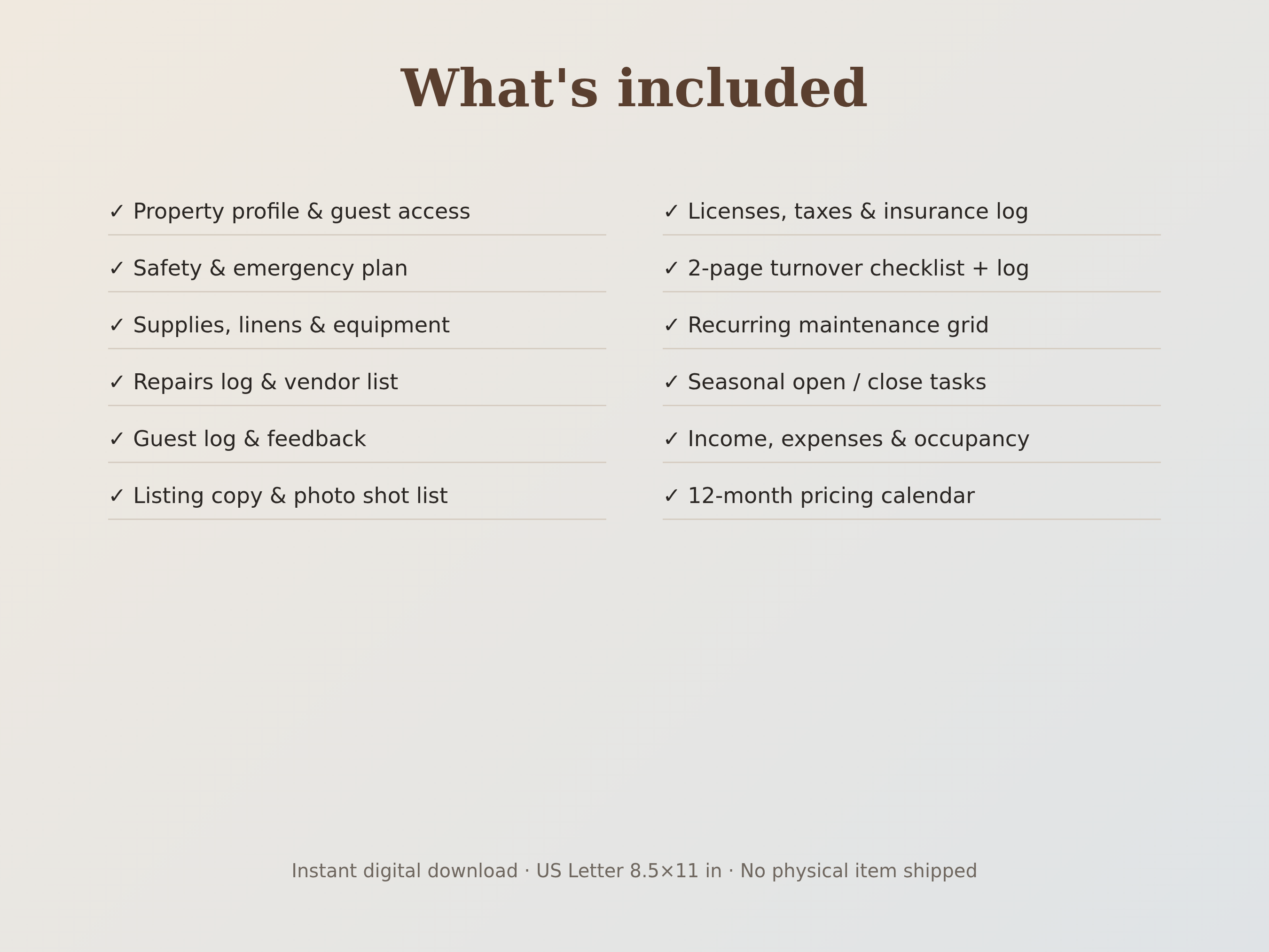 Cabin & Vacation Rental Owner Planner preview