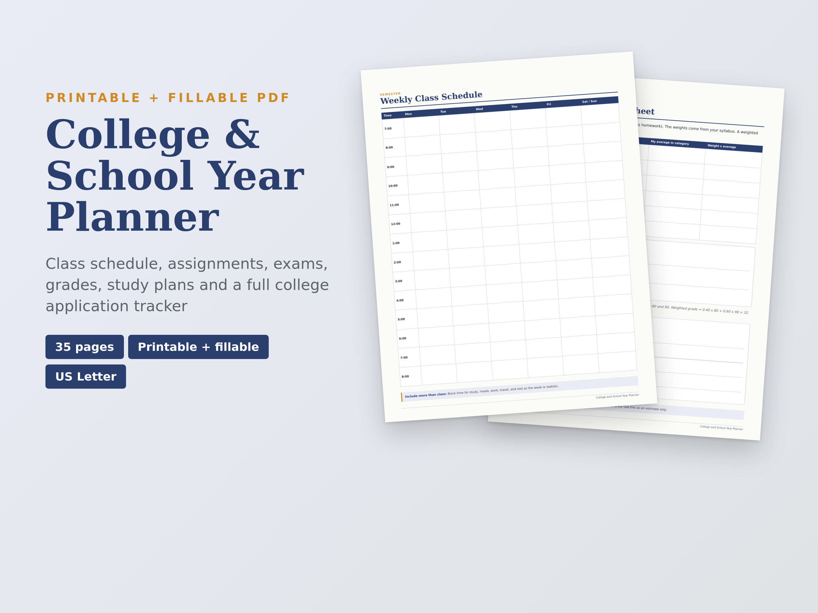 College & School Year Planner