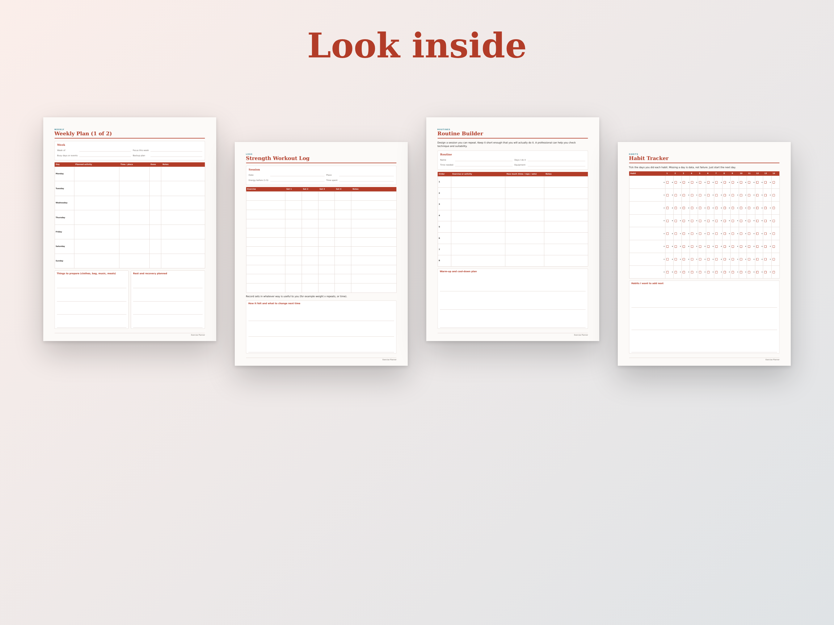 Exercise Planner preview