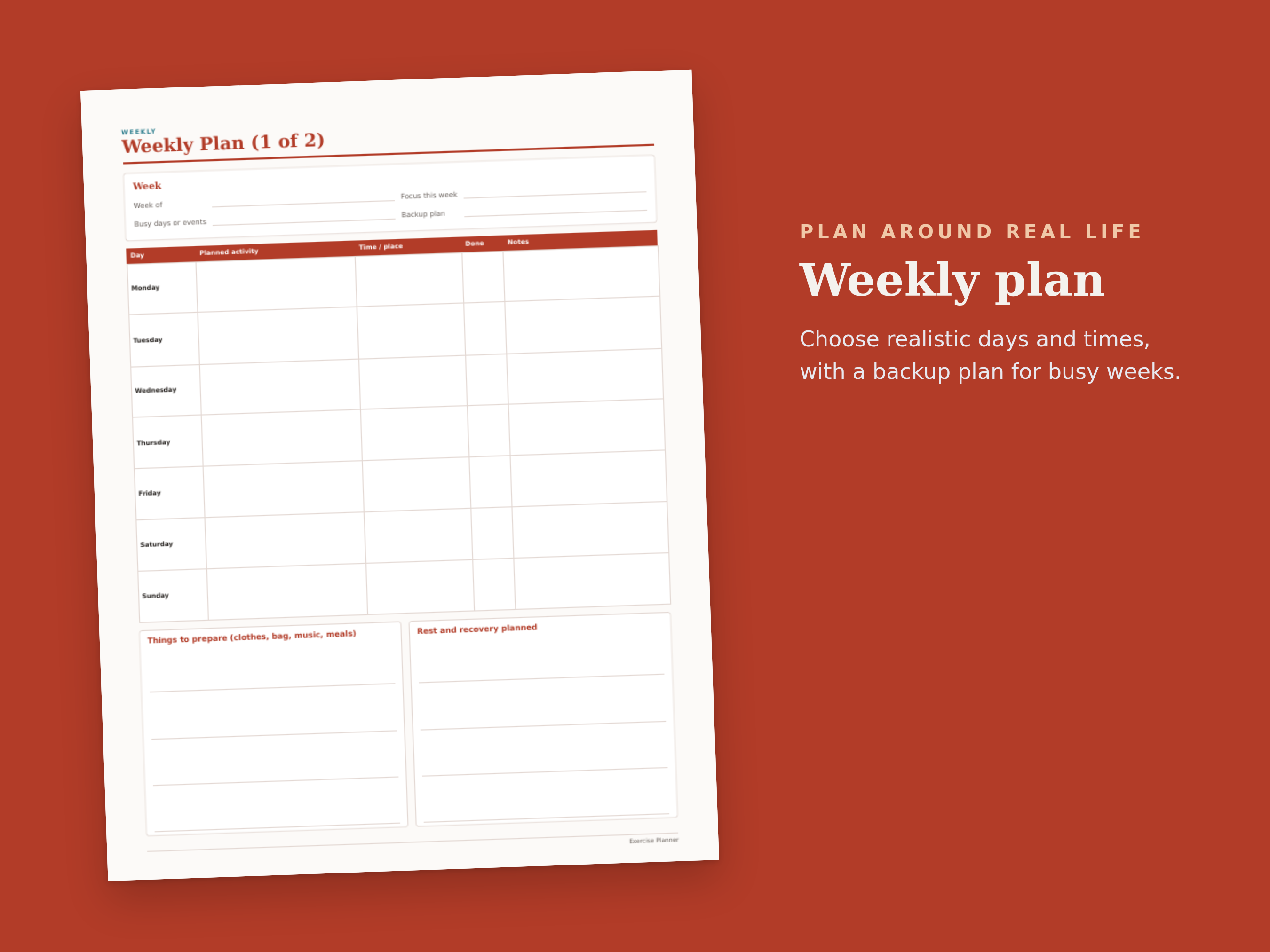 Exercise Planner preview