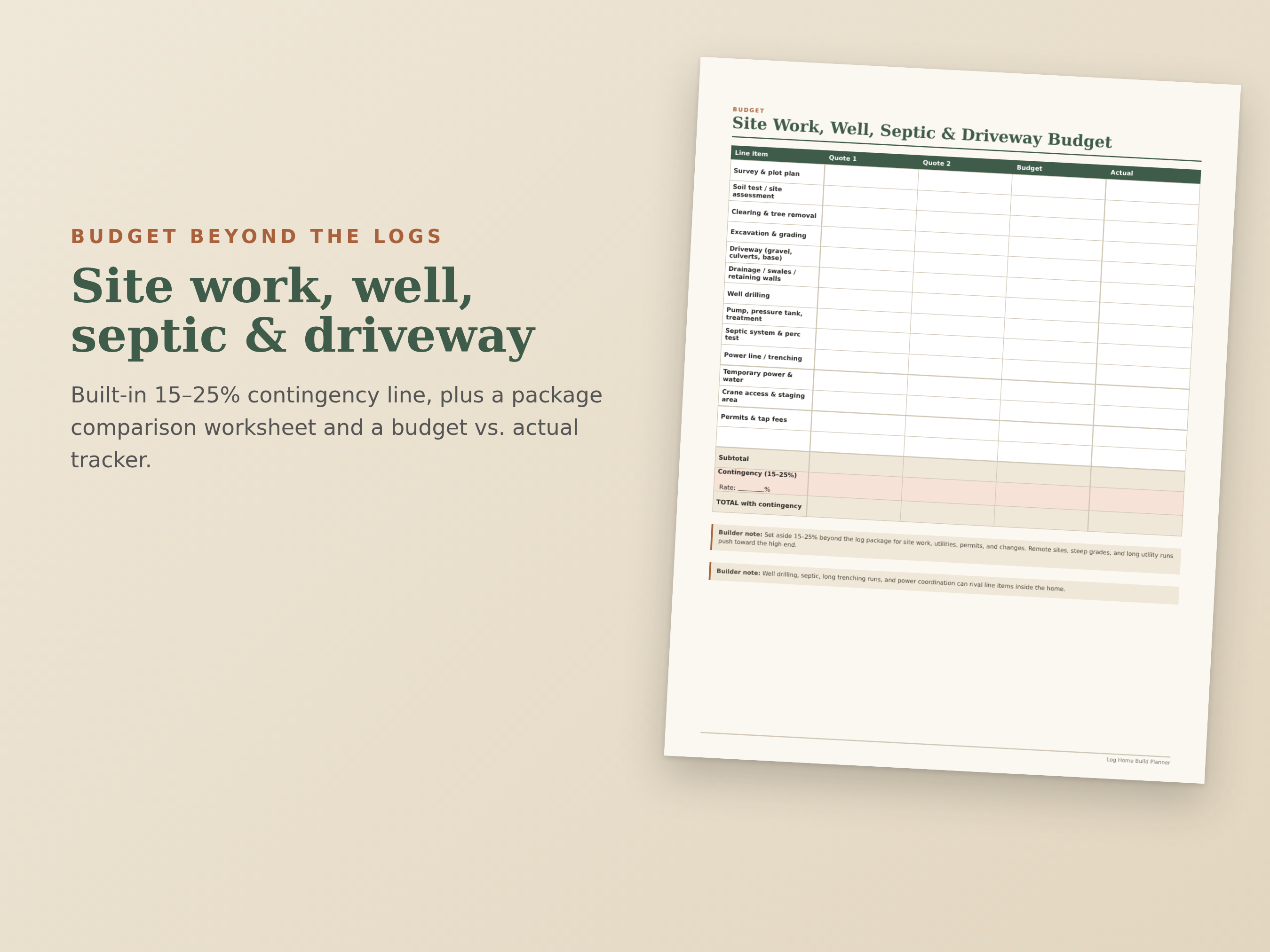 Log Home Build Planner preview