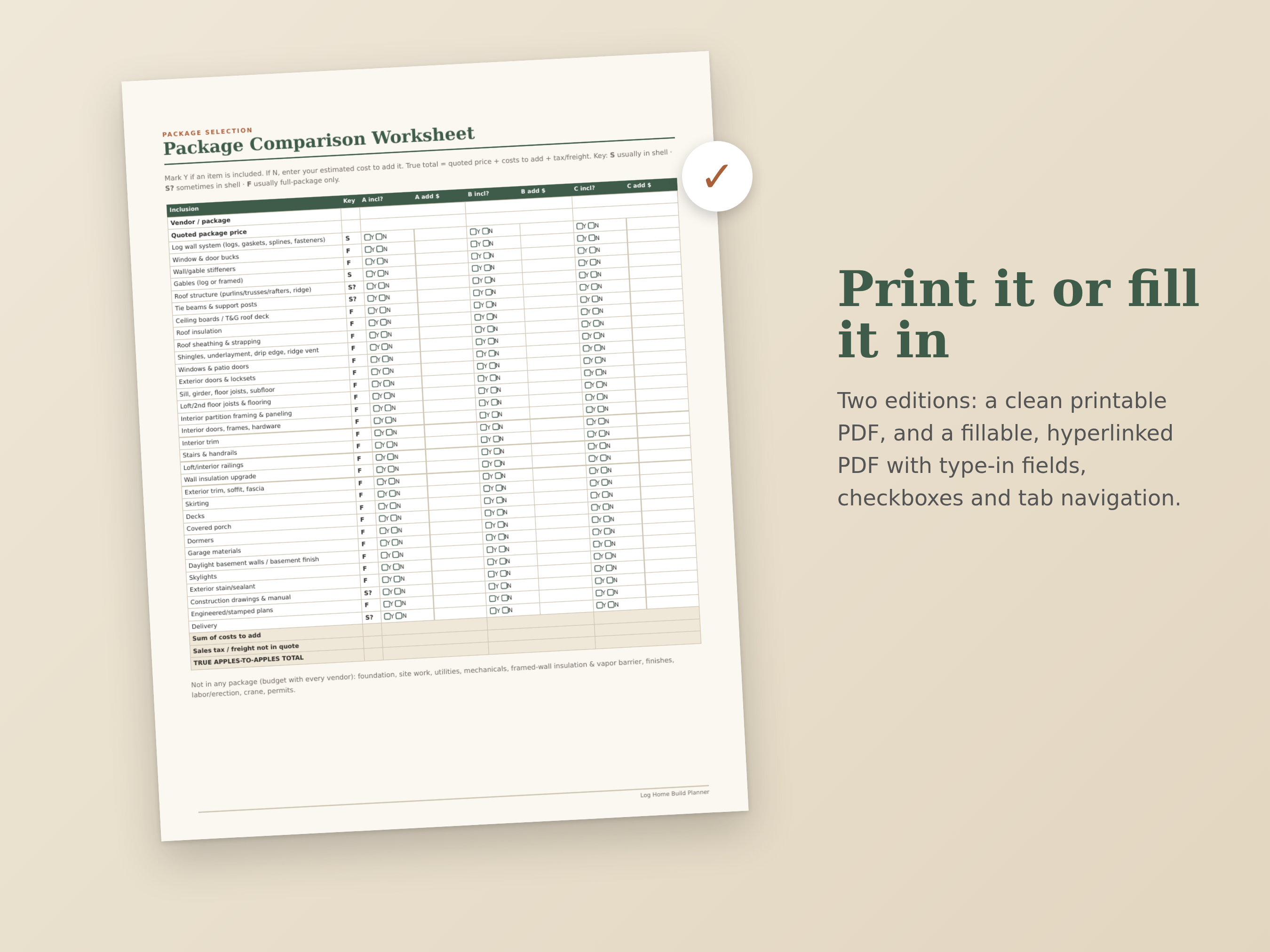 Log Home Build Planner preview