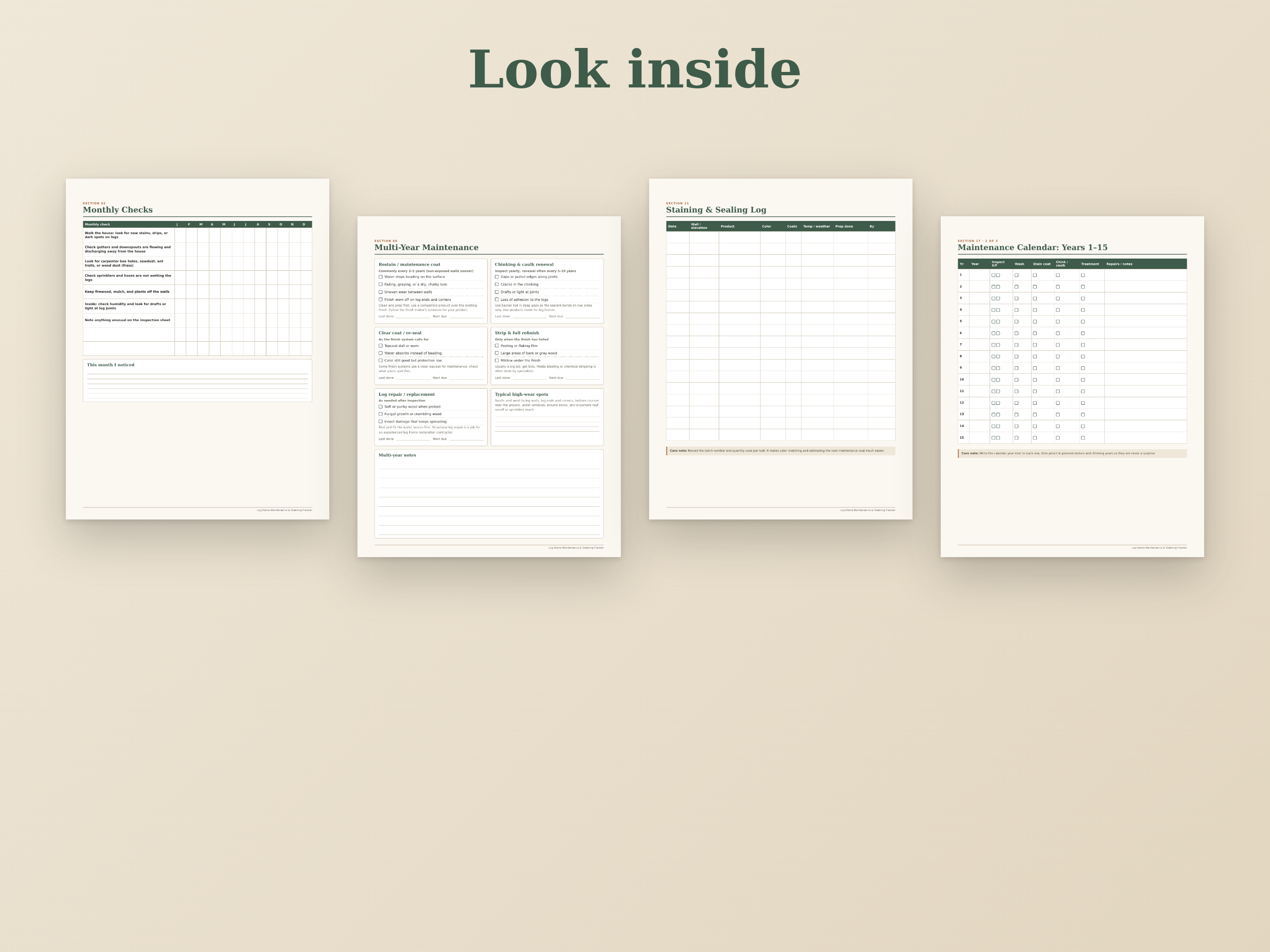 Log Home Maintenance & Staining Planner preview