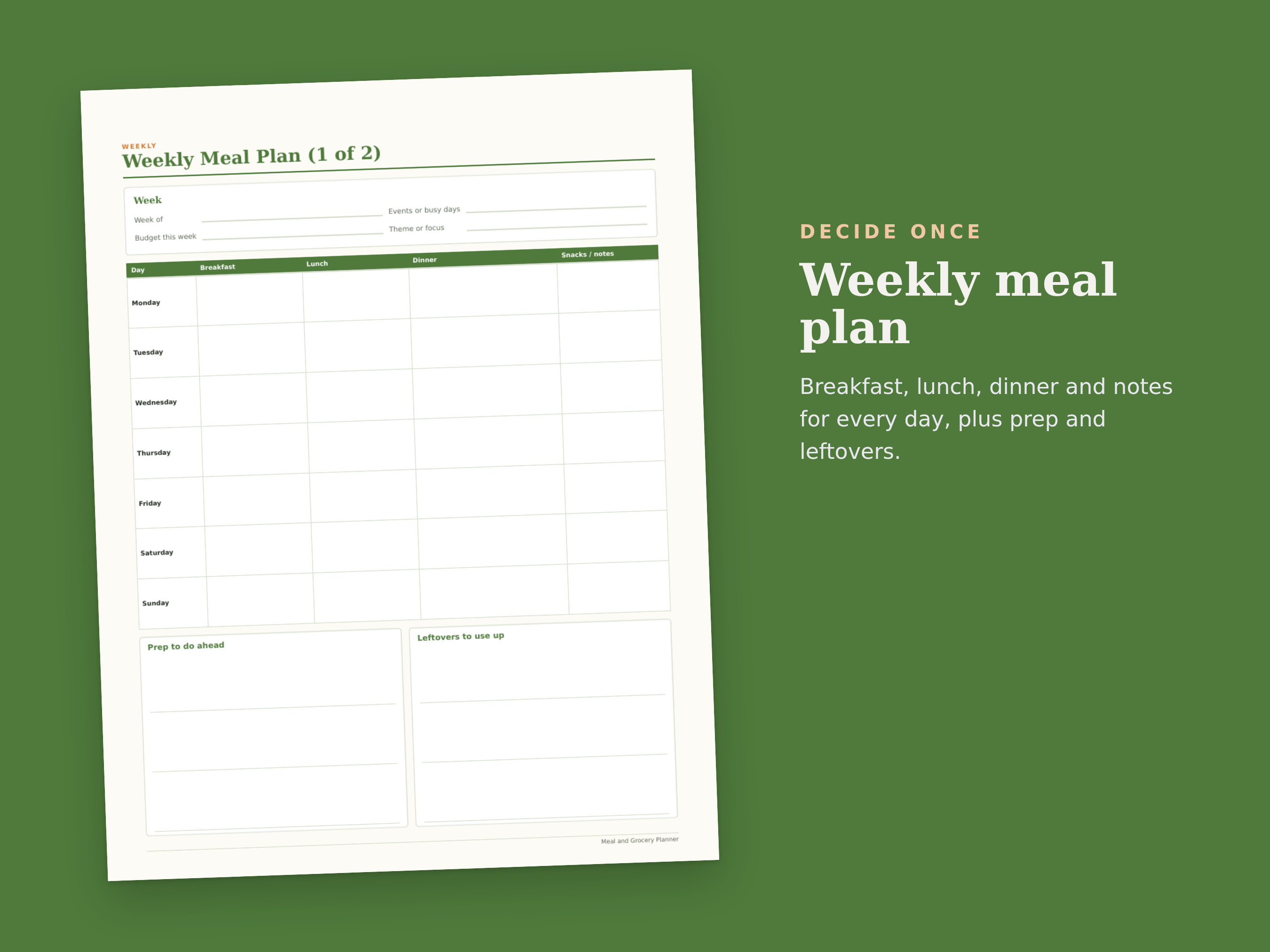 Meal & Grocery Planner preview