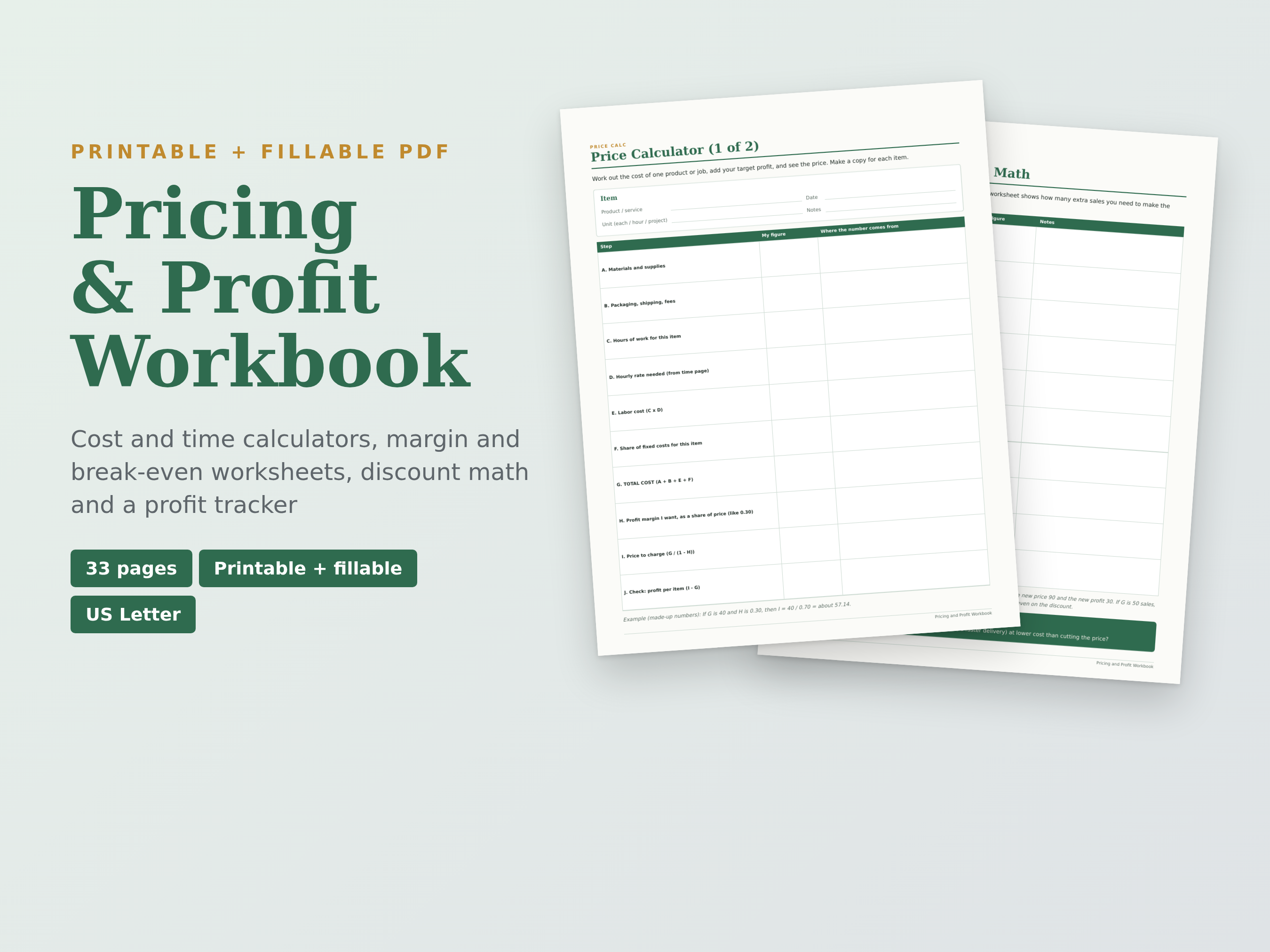 Pricing & Profit Workbook