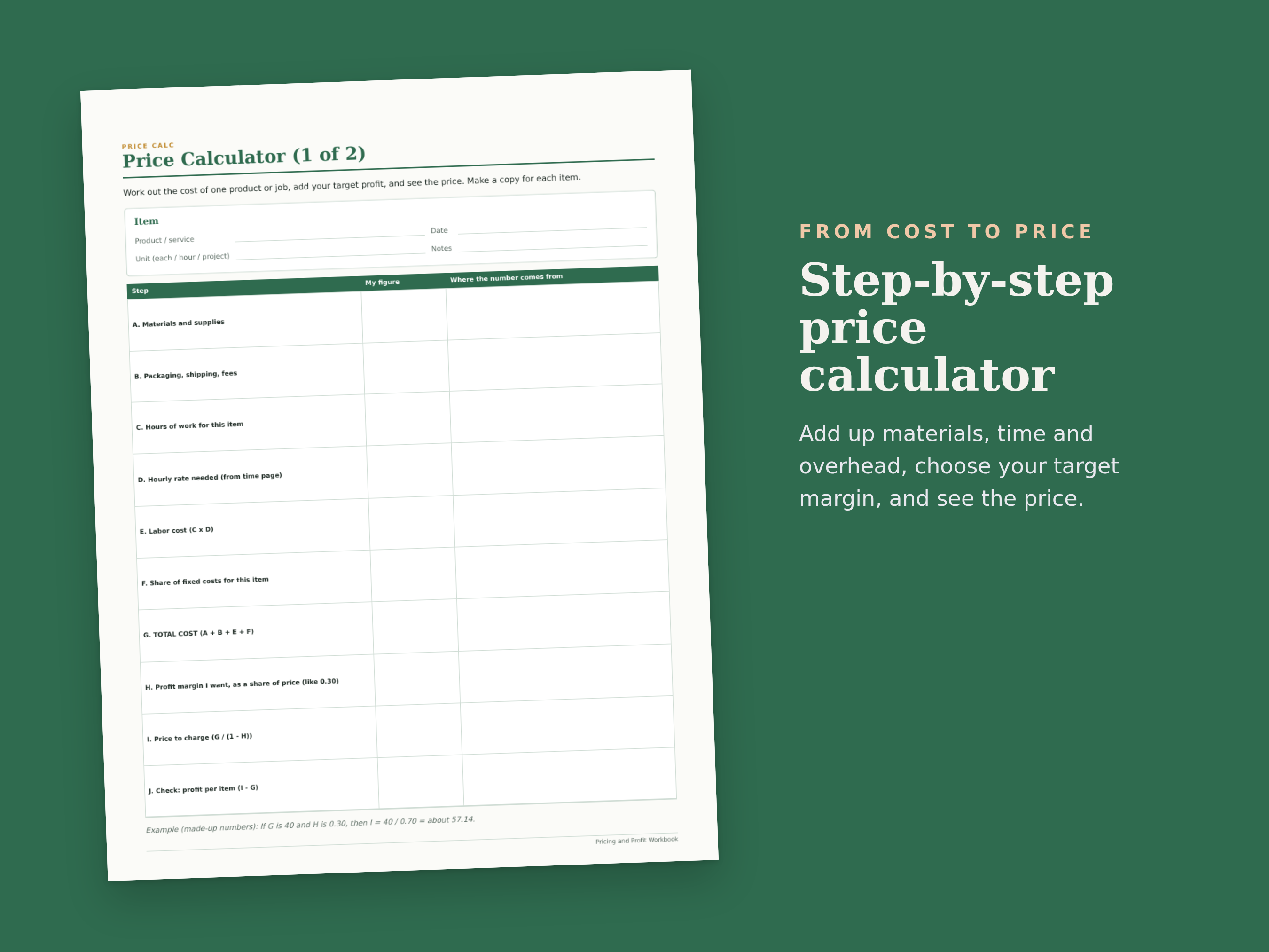 Pricing & Profit Workbook preview