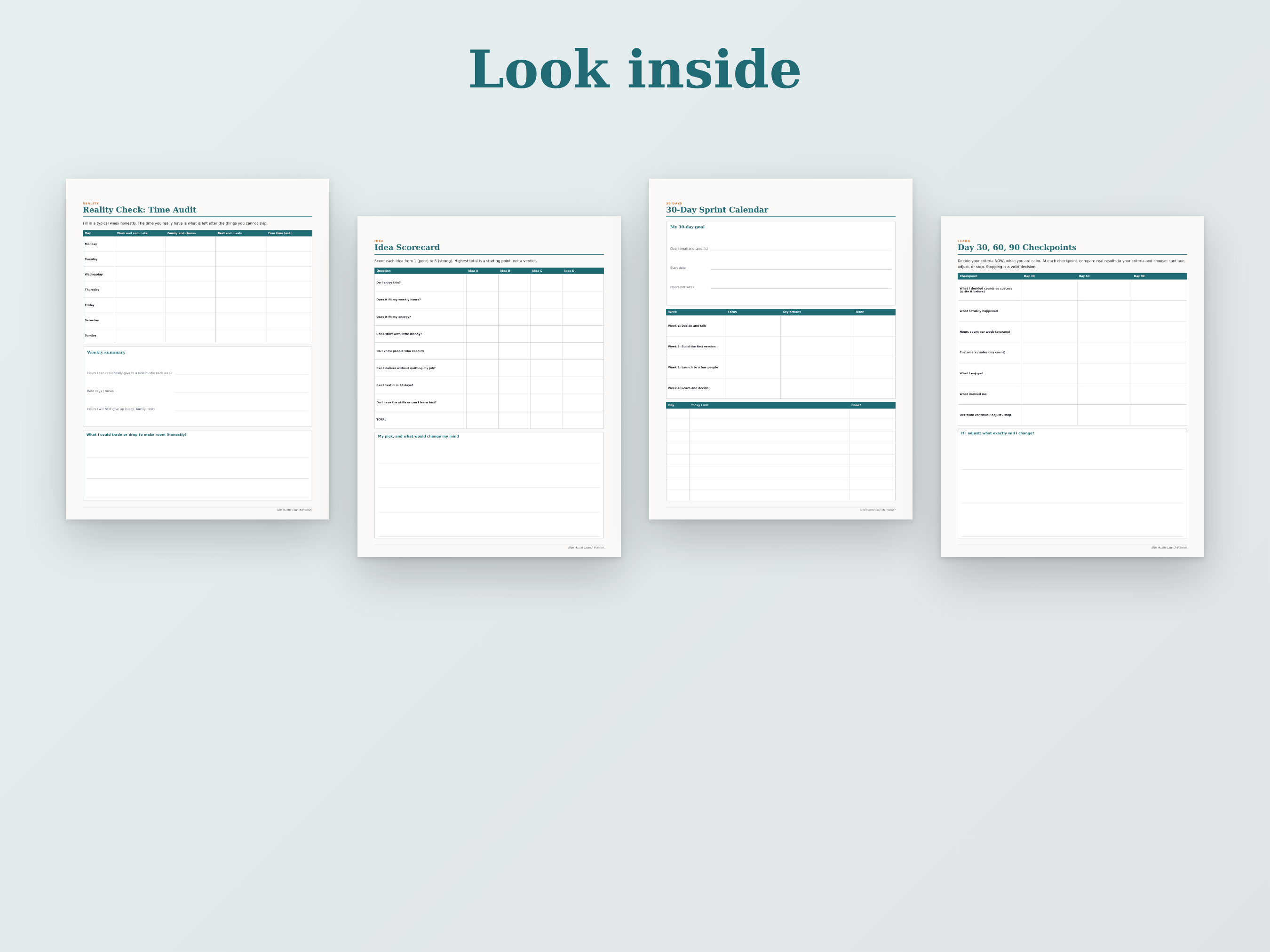 Side Hustle Launch Planner preview