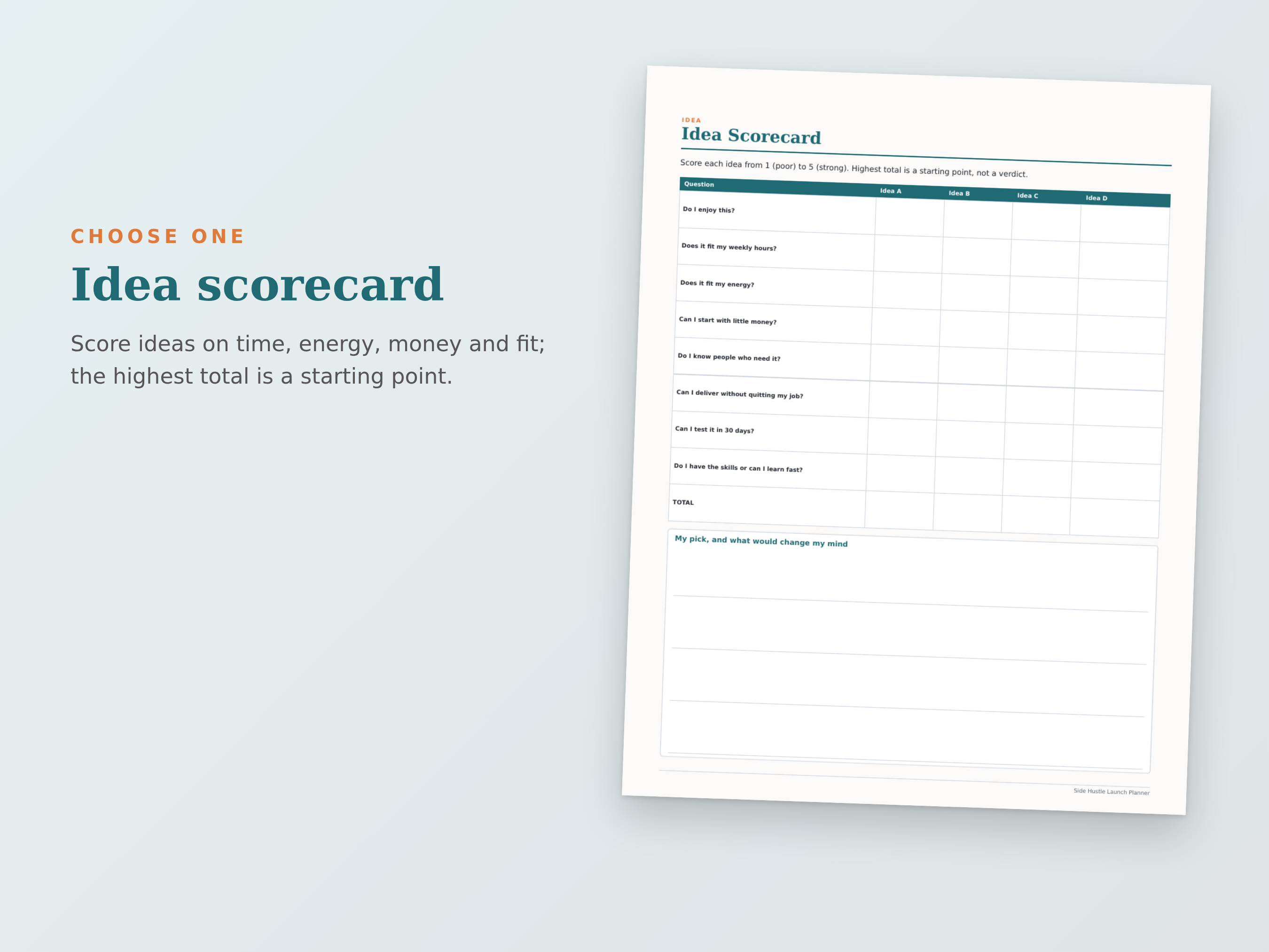 Side Hustle Launch Planner preview