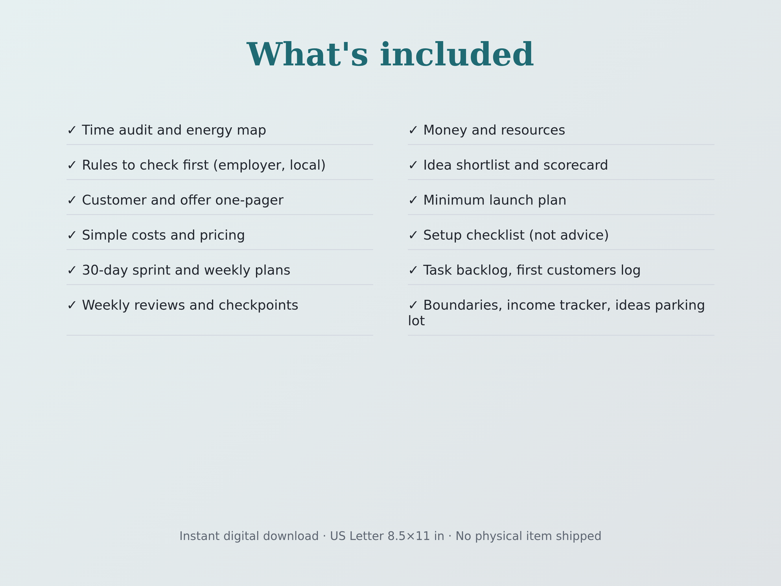 Side Hustle Launch Planner preview