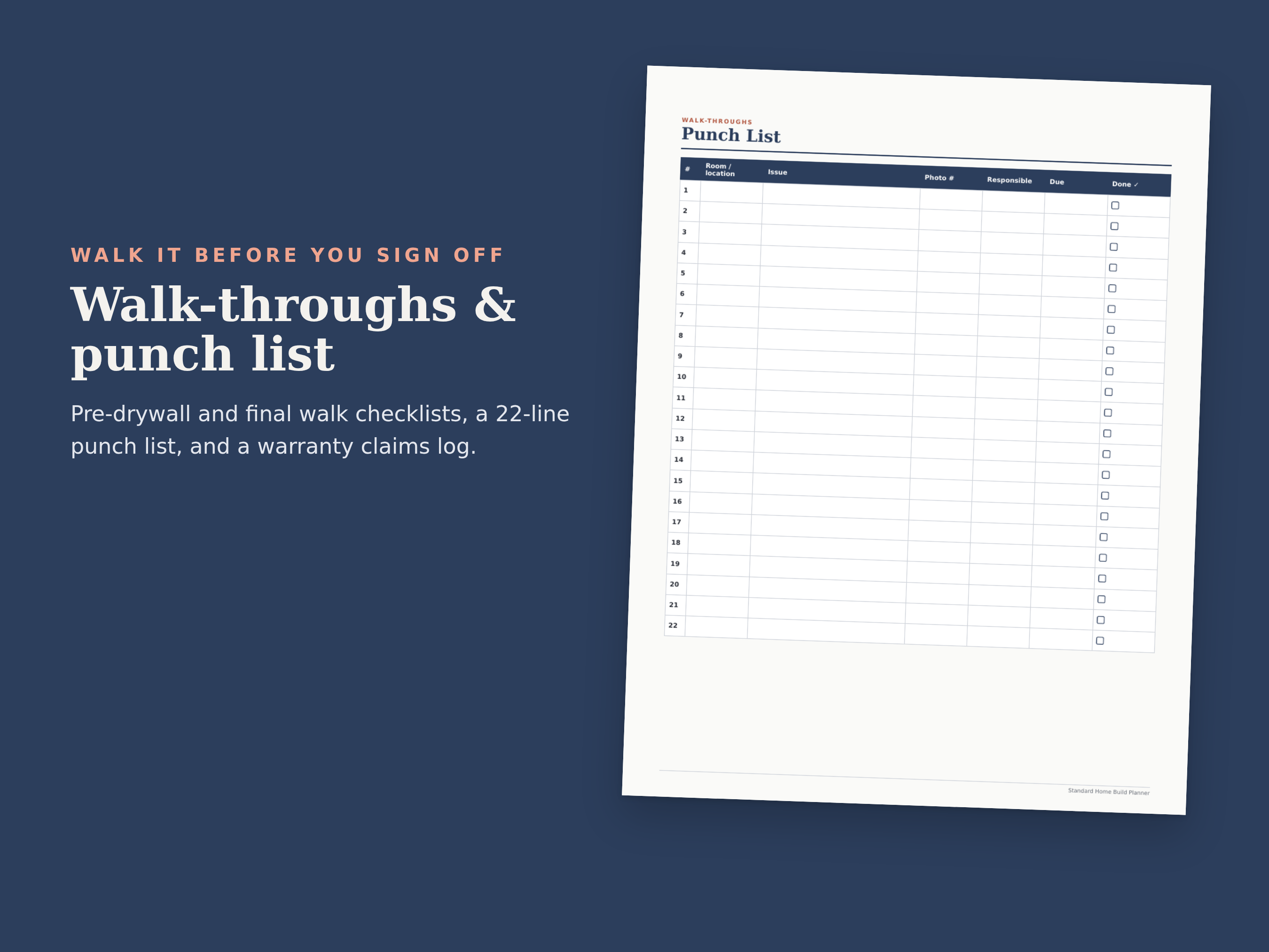 Standard Home Build Planner preview