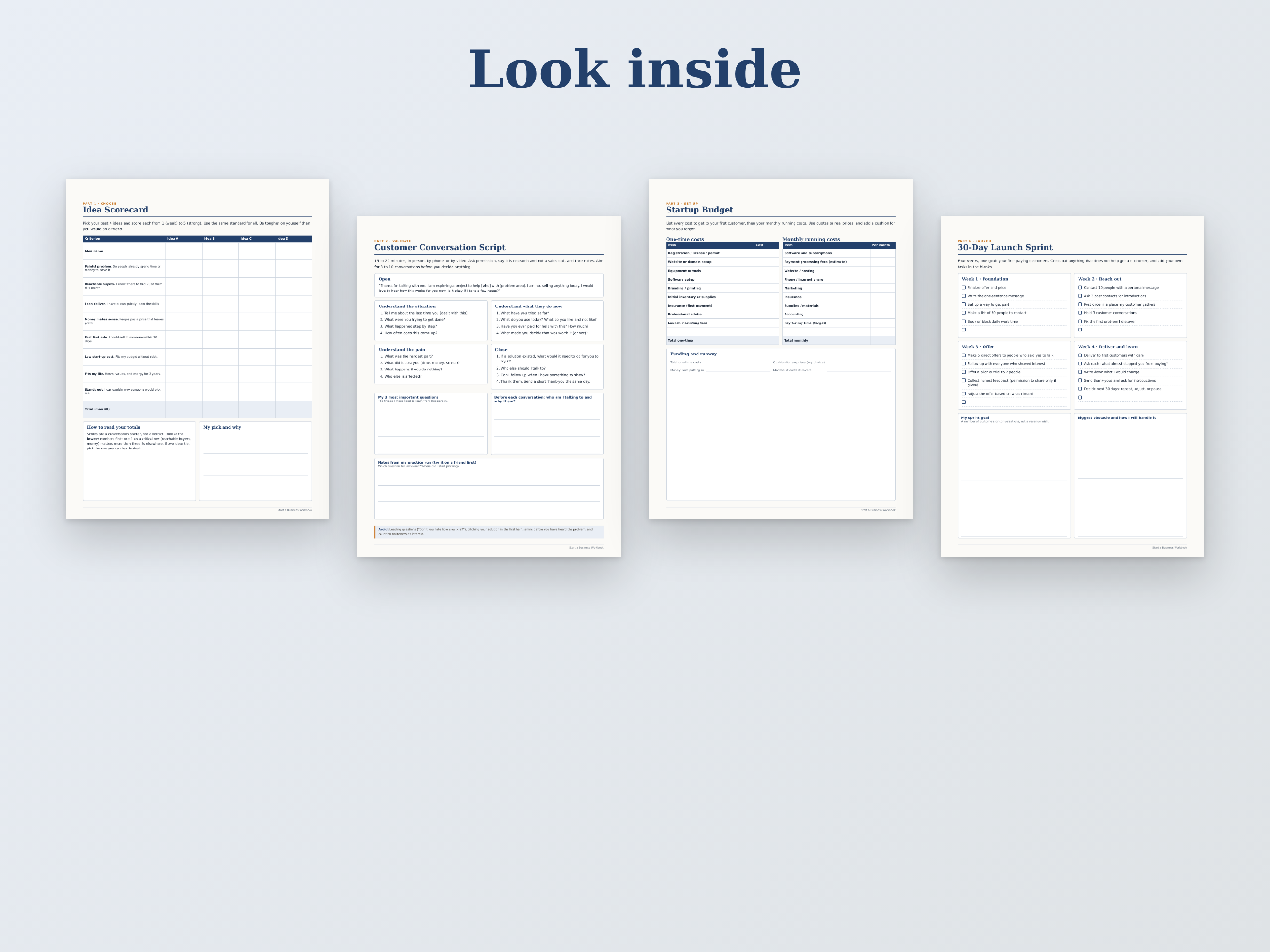 Start a Business Workbook preview