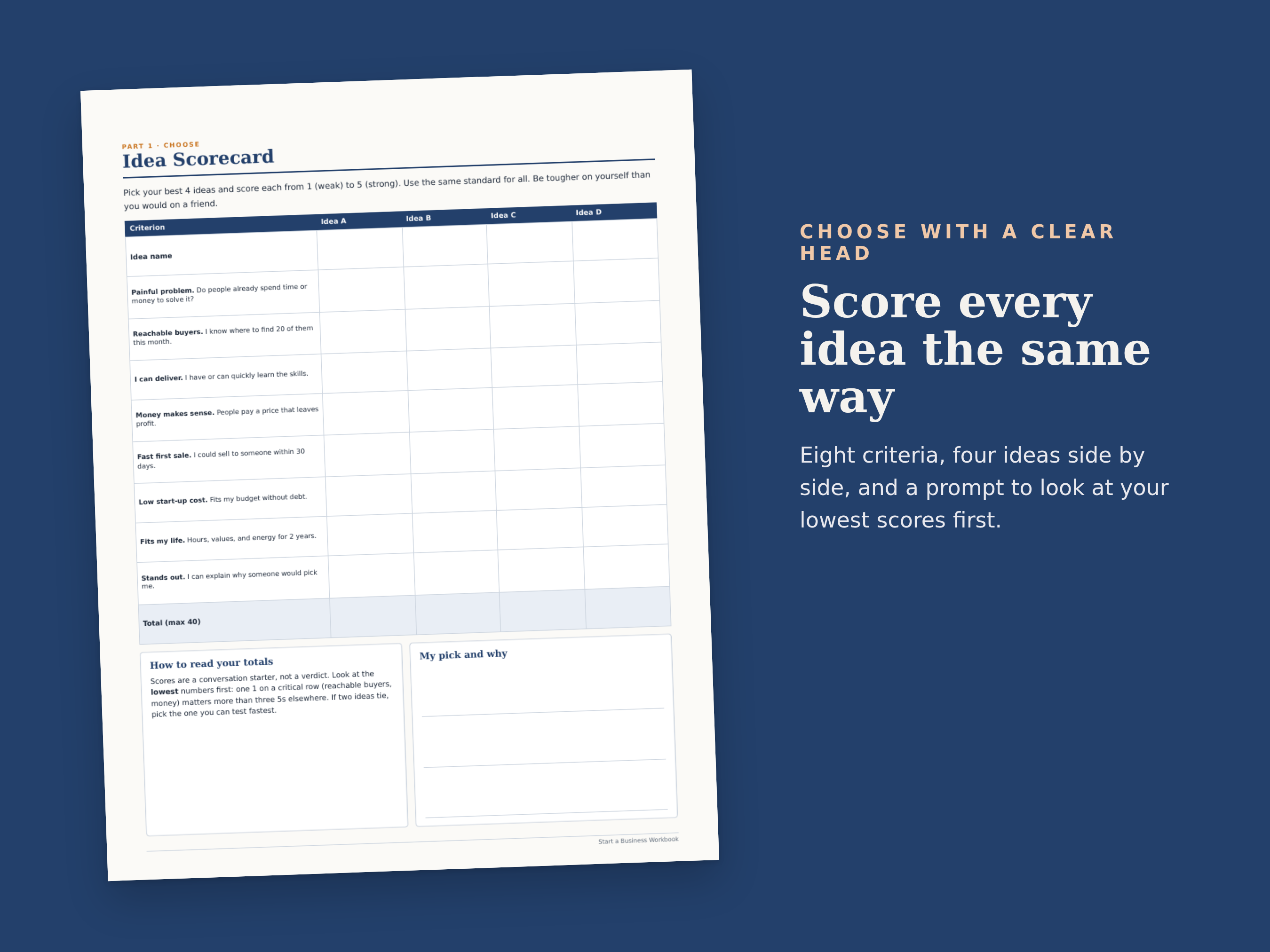 Start a Business Workbook preview