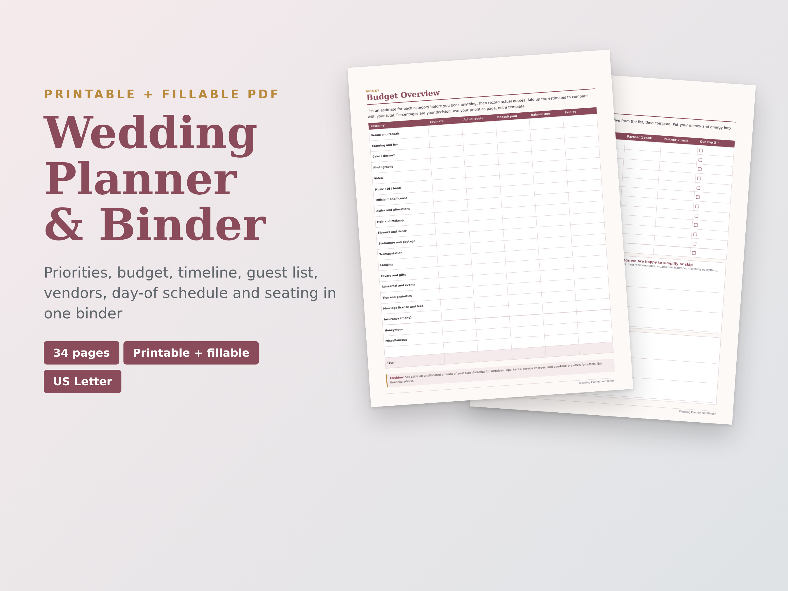 Wedding Planner & Binder